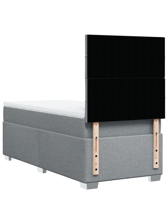 Box spring postel s matrací světle šedý 100 x 200 cm textil
