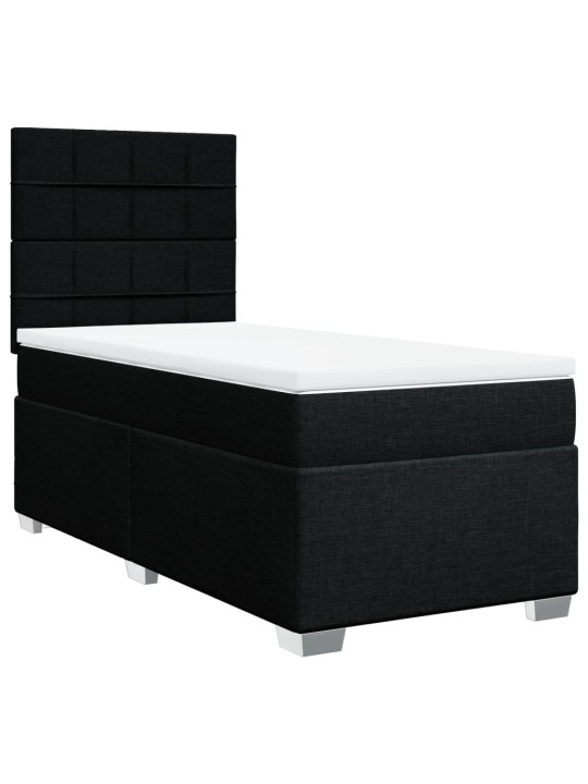 Box spring postel s matrací černá 100 x 200 cm textil