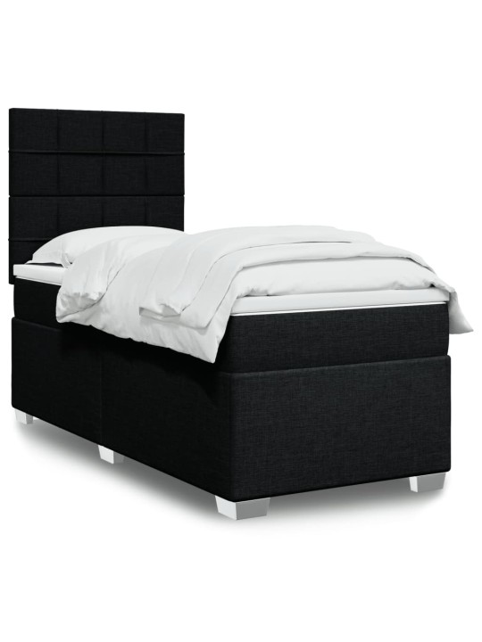 Box spring postel s matrací černá 100 x 200 cm textil