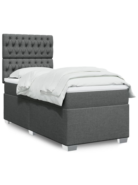Box spring postel s matrací tmavě šedá 100 x 200 cm textil
