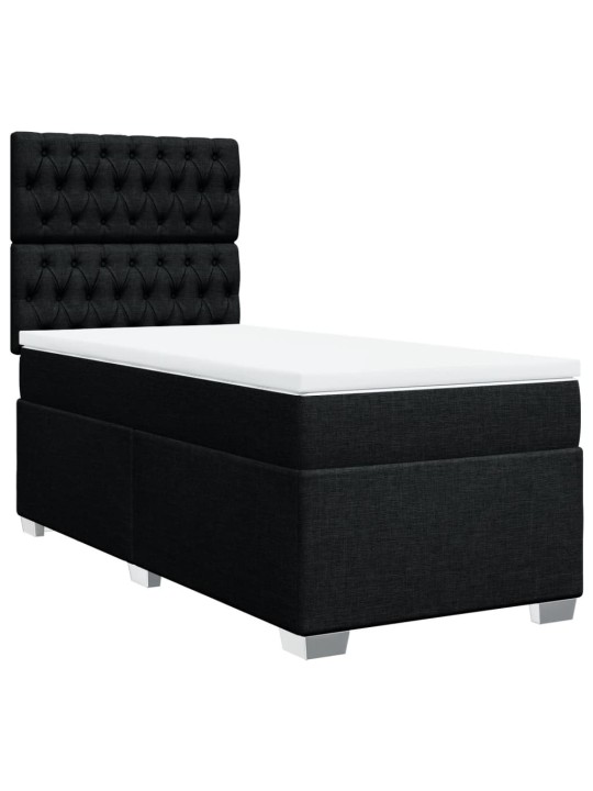 Box spring postel s matrací černá 100 x 200 cm textil