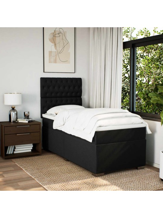 Box spring postel s matrací černá 100 x 200 cm textil