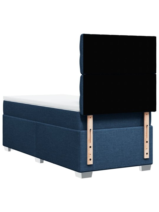 Box spring postel s matrací modrá 100 x 200 cm textil