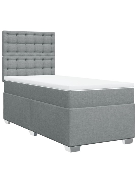 Box spring postel s matrací světle šedý 100 x 200 cm textil