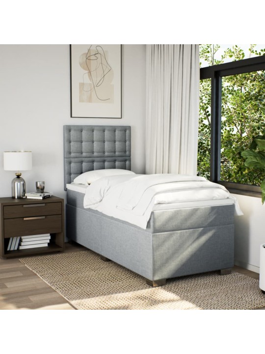Box spring postel s matrací světle šedý 100 x 200 cm textil