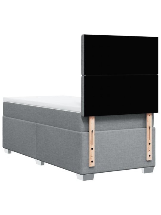 Box spring postel s matrací světle šedý 100 x 200 cm textil