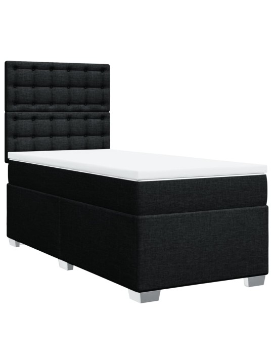 Box spring postel s matrací černá 100 x 200 cm textil