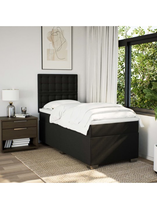Box spring postel s matrací černá 100 x 200 cm textil