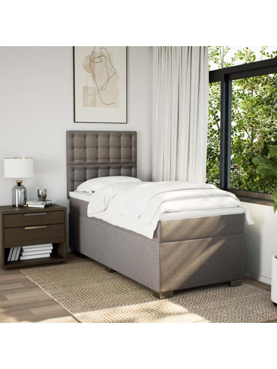 Box spring postel s matrací taupe 100 x 200 cm textil