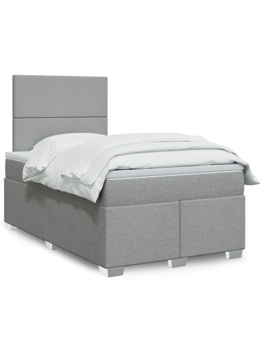 Box spring postel s matrací světle šedá 120x190 cm textil