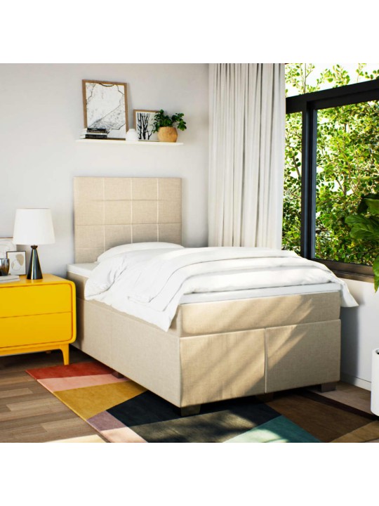 Box spring postel s matrací krémová 120x190 cm textil