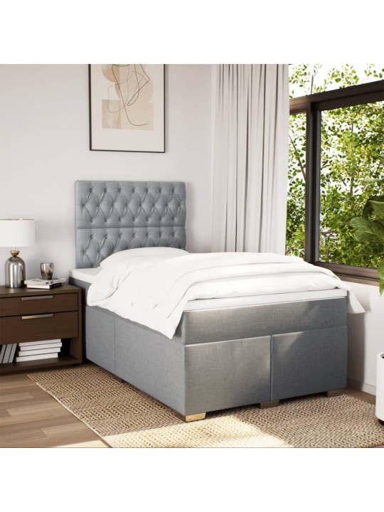 Box spring postel s matrací světle šedá 120x190 cm textil