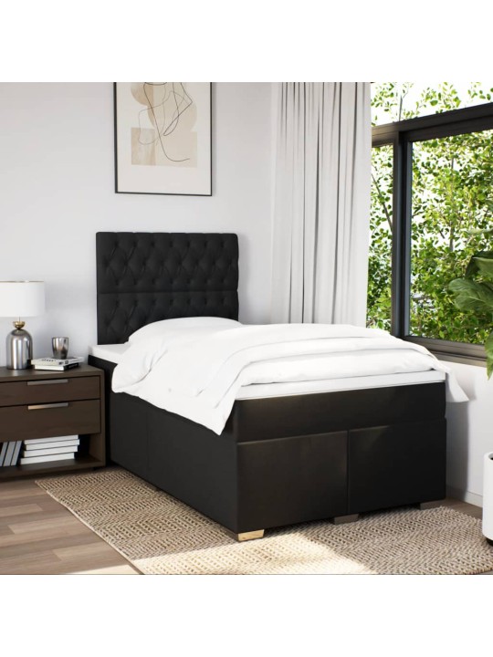 Box spring postel s matrací černá 120x190 cm textil