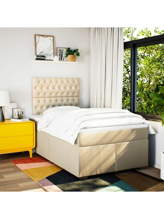 Box spring postel s matrací krémová 120x190 cm textil