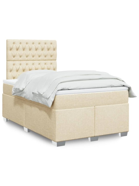 Box spring postel s matrací krémová 120x190 cm textil