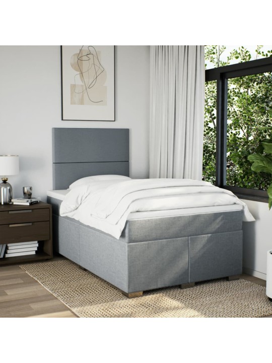 Box spring postel s matrací světle šedá 120 x 200 cm textil