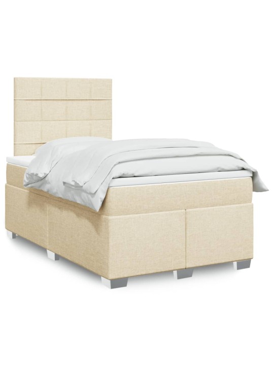 Box spring postel s matrací krémová 120x200 cm textil