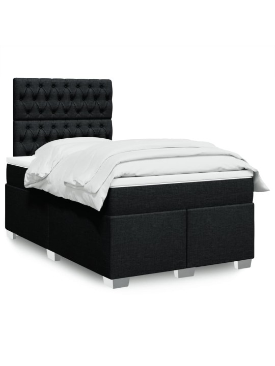 Box spring postel s matrací černá 120x200 cm textil