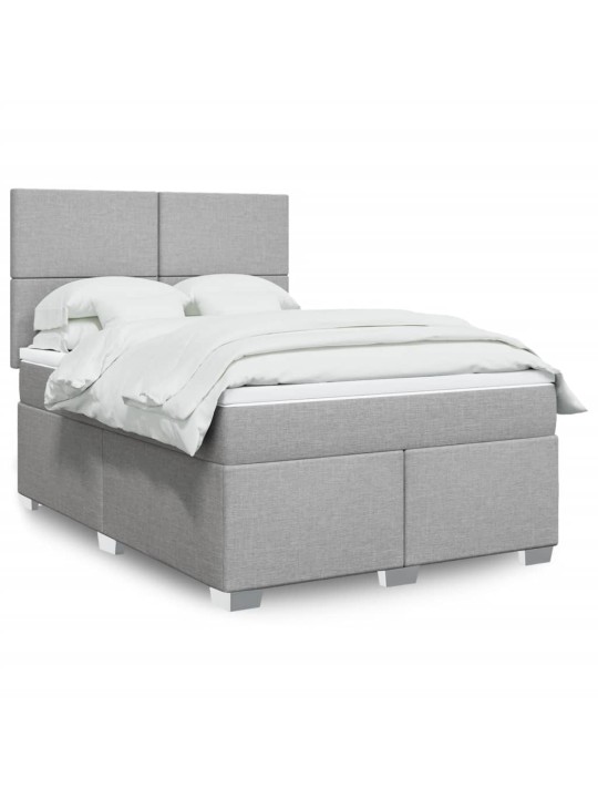Box spring postel s matrací světle šedá 140 x 190 cm textil