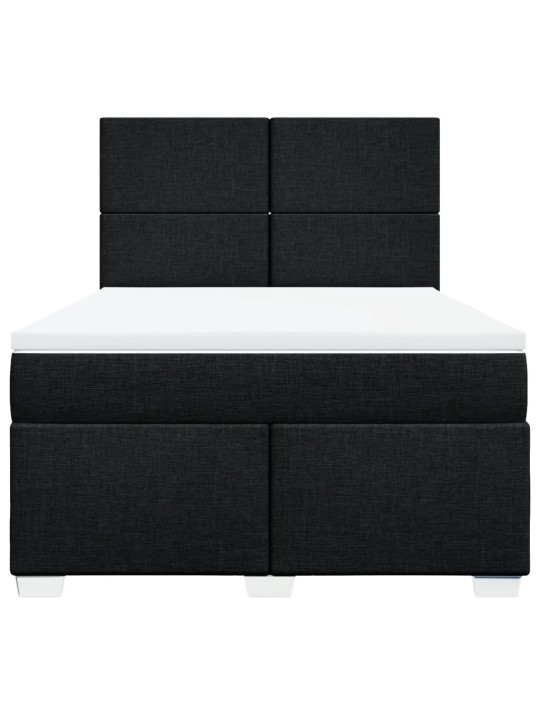 Box spring postel s matrací černá 140 x 190 cm textil