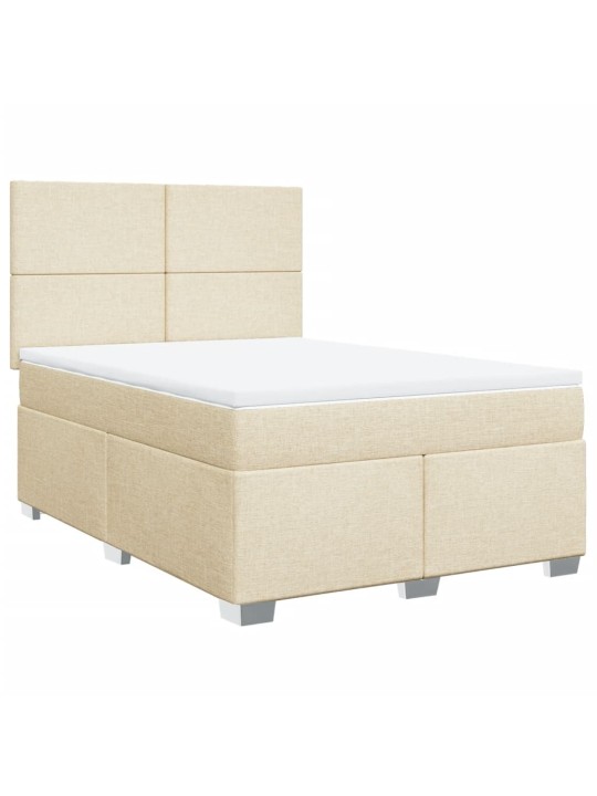 Box spring postel s matrací krémová 140x190 cm textil