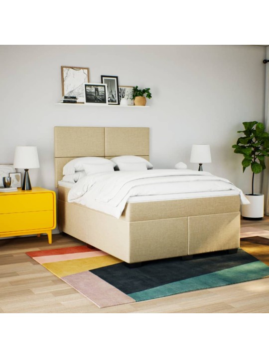 Box spring postel s matrací krémová 140x190 cm textil