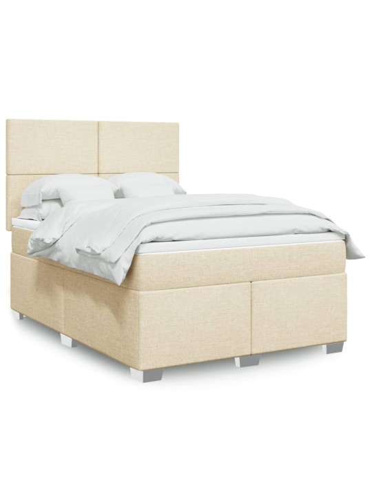 Box spring postel s matrací krémová 140x190 cm textil