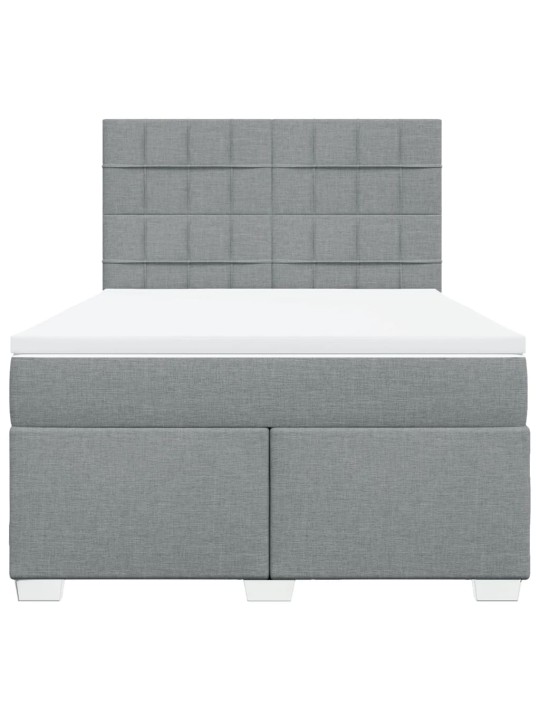 Box spring postel s matrací světle šedá 140 x 190 cm textil