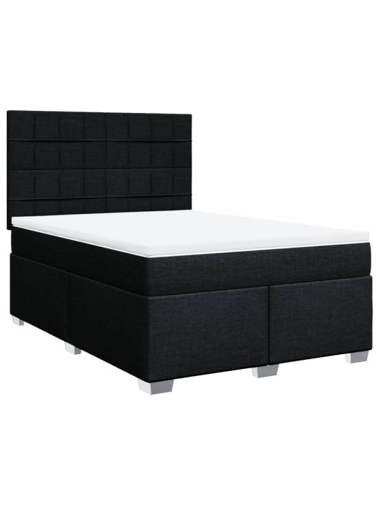 Box spring postel s matrací černá 140 x 190 cm textil