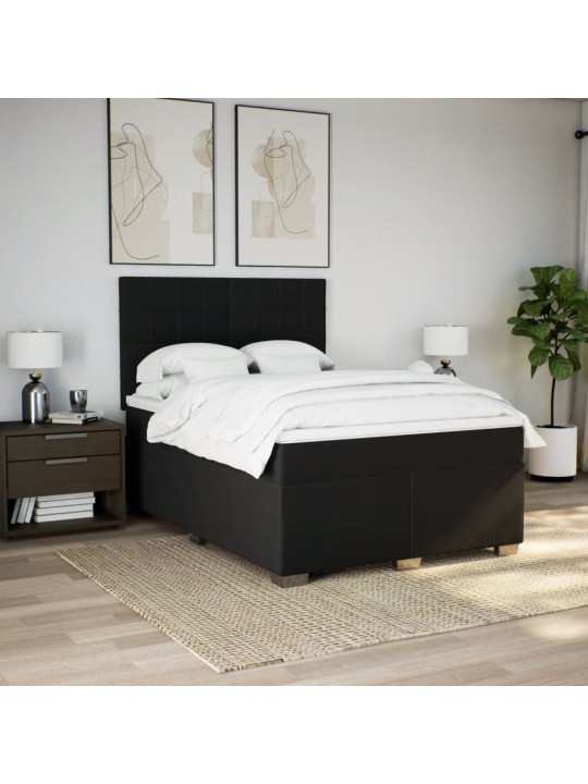 Box spring postel s matrací černá 140 x 190 cm textil