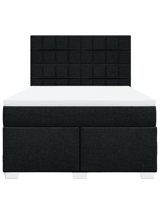 Box spring postel s matrací černá 140 x 190 cm textil