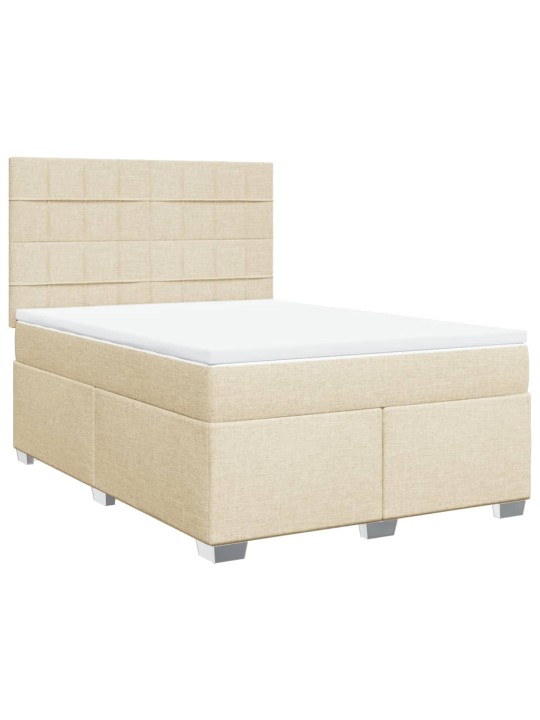 Box spring postel s matrací krémová 140x190 cm textil