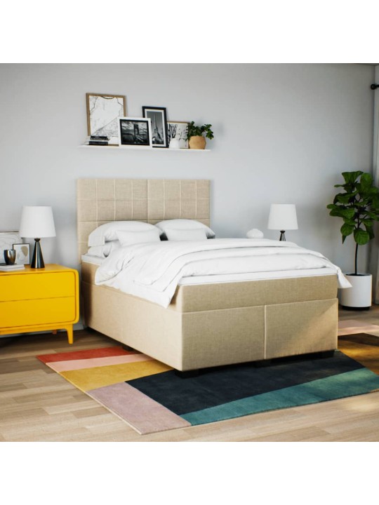 Box spring postel s matrací krémová 140x190 cm textil
