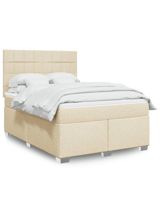 Box spring postel s matrací krémová 140x190 cm textil