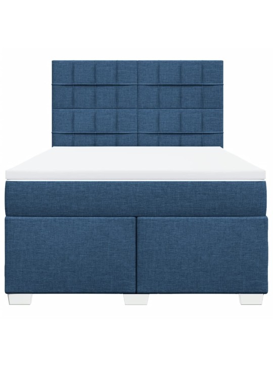 Box spring postel s matrací modrá 140x190 cm textil