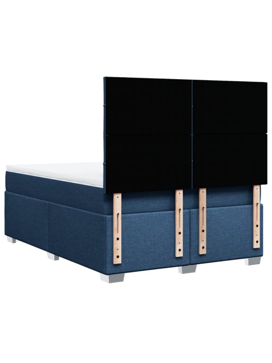 Box spring postel s matrací modrá 140x190 cm textil