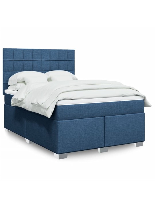 Box spring postel s matrací modrá 140x190 cm textil