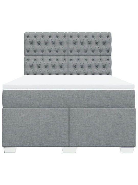 Box spring postel s matrací světle šedá 140 x 190 cm textil