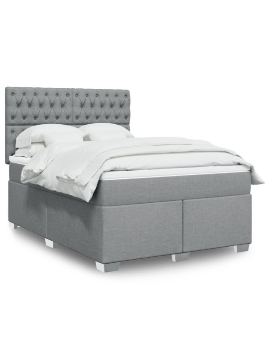 Box spring postel s matrací světle šedá 140 x 190 cm textil