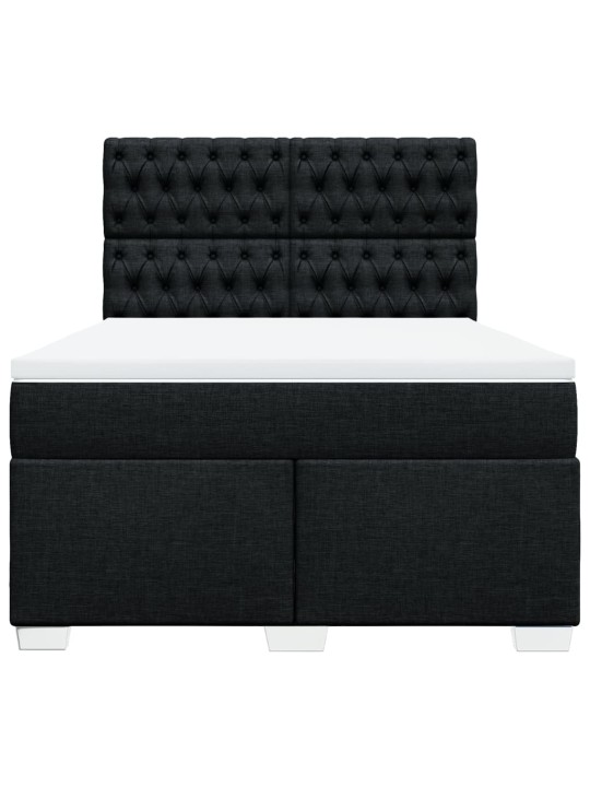 Box spring postel s matrací černá 140 x 190 cm textil