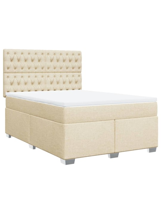 Box spring postel s matrací krémová 140x190 cm textil