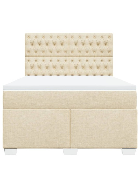 Box spring postel s matrací krémová 140x190 cm textil