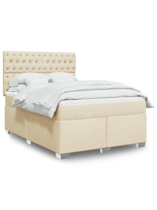 Box spring postel s matrací krémová 140x190 cm textil
