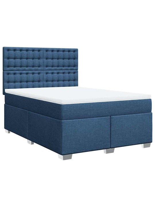 Box spring postel s matrací modrá 140x190 cm textil