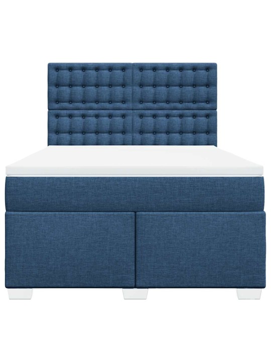 Box spring postel s matrací modrá 140x190 cm textil