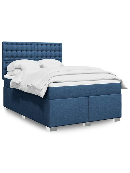 Box spring postel s matrací modrá 140x190 cm textil