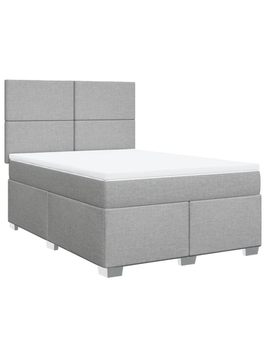 Box spring postel s matrací světle šedá 140 x 200 cm textil