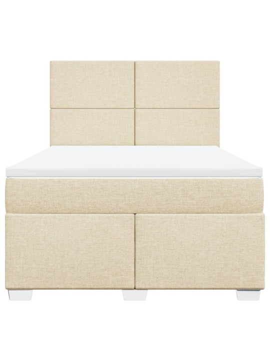 Box spring postel s matrací krémová 140x200 cm textil
