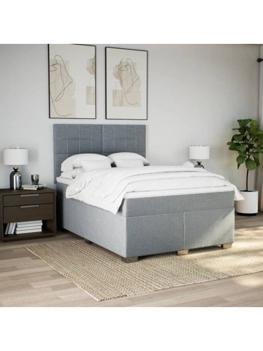 Box spring postel s matrací světle šedá 140 x 200 cm textil