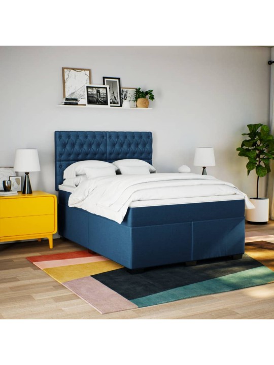 Box spring postel s matrací modrá 140x200 cm textil